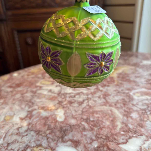 Hand Painted Green, Yellow, Orange Ornament