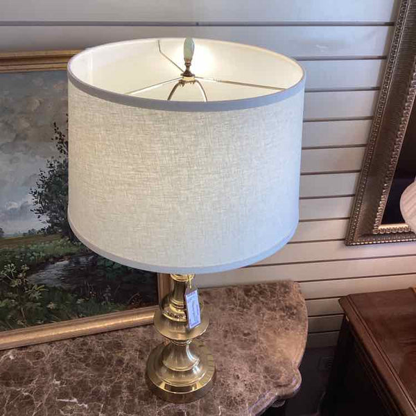Brass Table Lamp w/Cream Shade