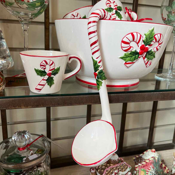 Punch Bowl With Eight Cups And Ladle