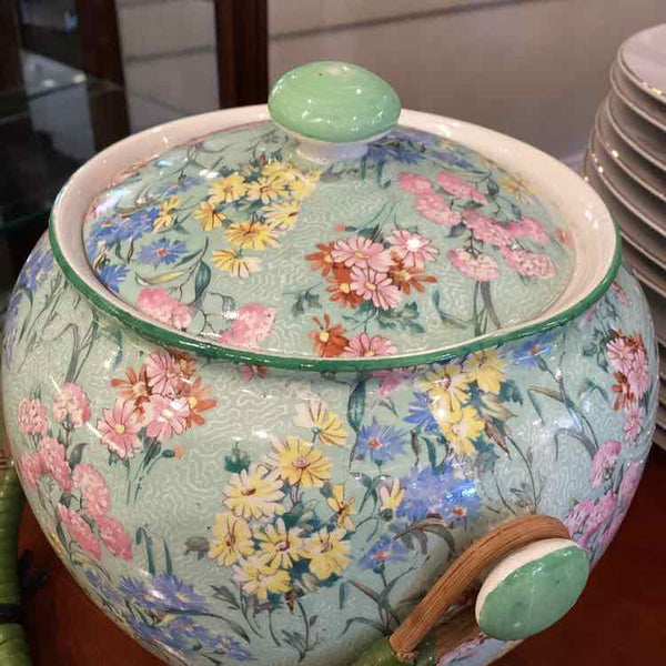 Shelley Aqua Chintz Biscuit Barrel