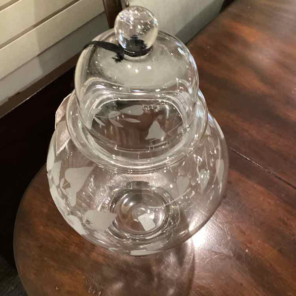 Etched Glass Apothecary Jar