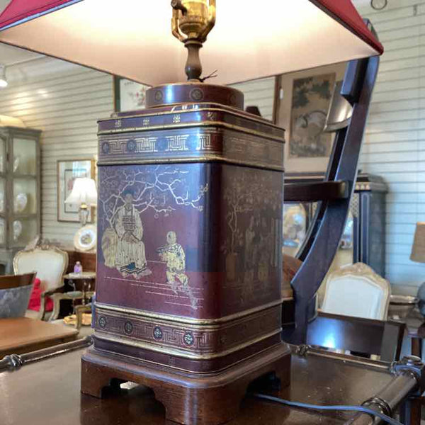 Red And Gold Chinoiserie Lamp