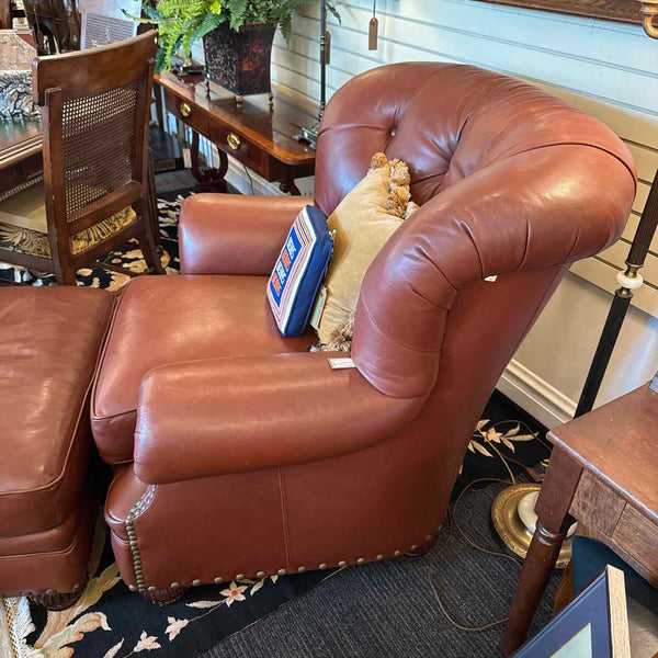 Large Leather Chair & Ottoman