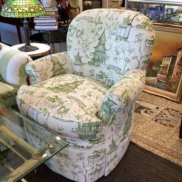 Century Green And White Pagoda Arm Chair