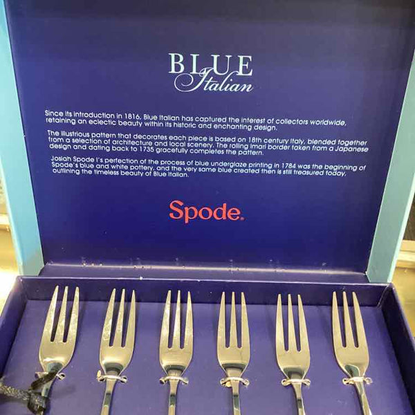 6 Spode Blue Italian Pastry Forks