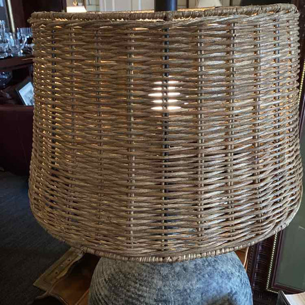 Ceramic Base Wicker Shade Lamp