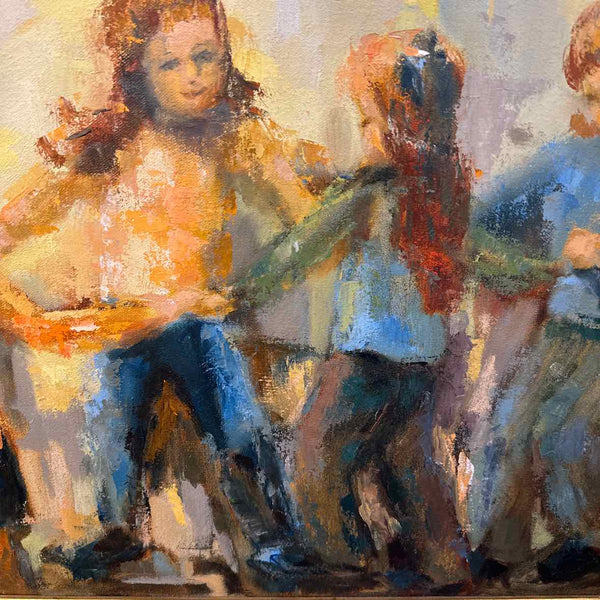 Signed Painting Of Children Playing
