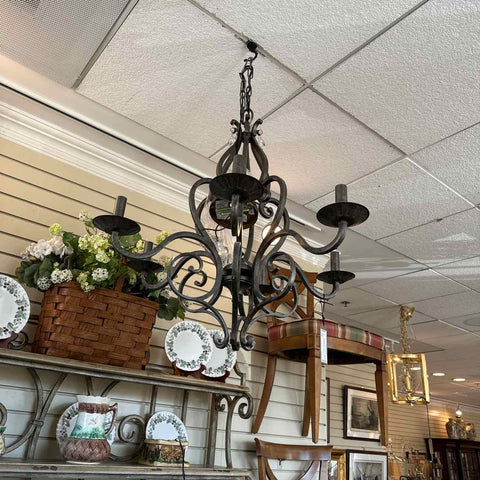 Six Light Iron Chandelier