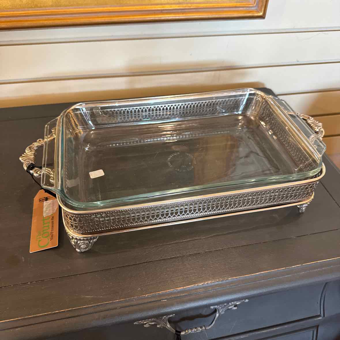 Silverplate & Glass Casserole Dish