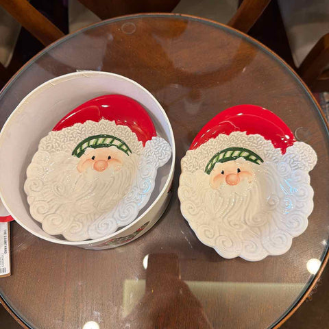 2 Fitz & Floyd Santa Dishes in Box