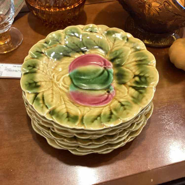 Set of 8 Majolica Dessert Plates with Fruit Design