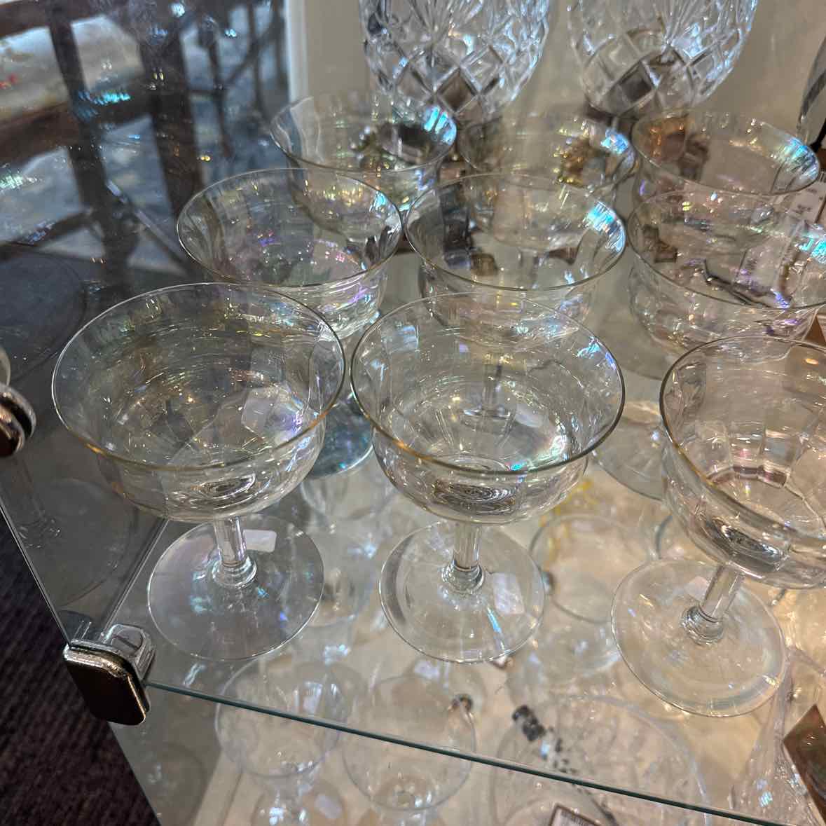 12 Iridescent Vintage Champagne Glasses