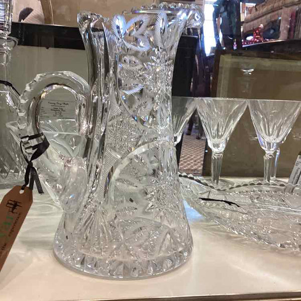 Carved Crystal Water Pitcher - 1900s