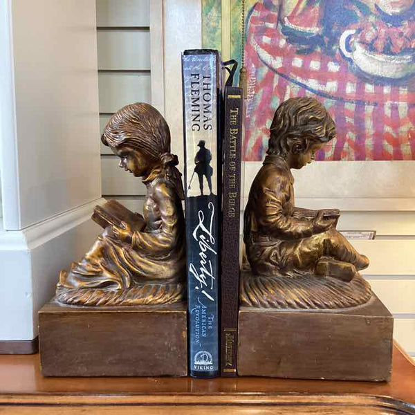 Boy and Girl Reading Bookends