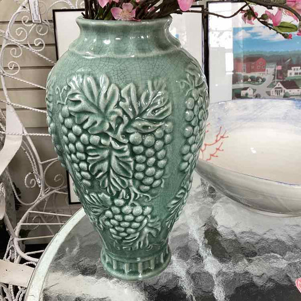Celedon Grape Ceramic Vase