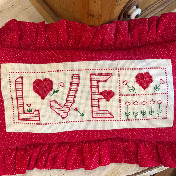 "Love" Embroidery Pillow
