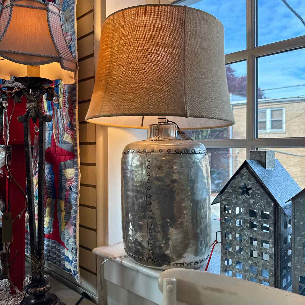 Pewter Lamp with Shade