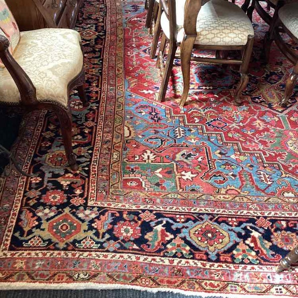 Multi-Color Heriz Rug with Pad