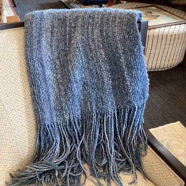 Hand Knitted Wool Blue Throw