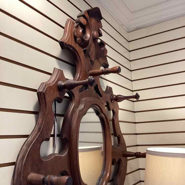 Vintage Mirror With Hat Hooks