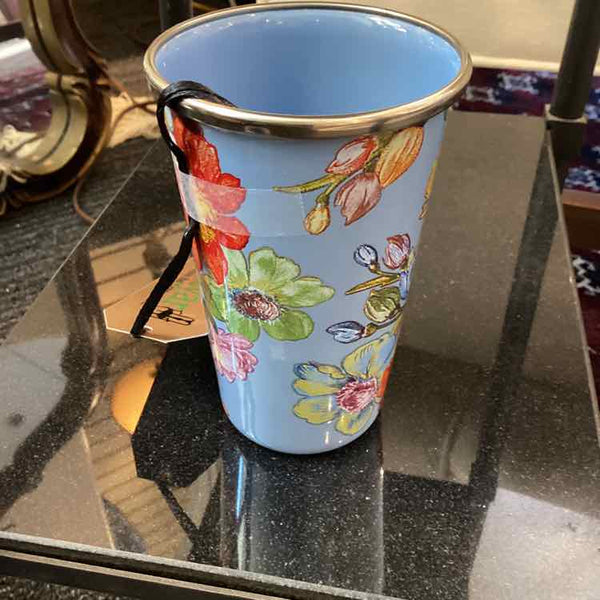 Blue Flowered Mackenzie-Childs Tumbler