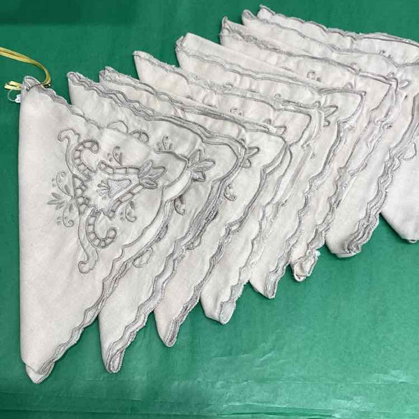 Eight Ivory Linen Napkins