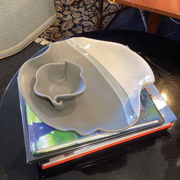 Chip And Dip Pottery Dish