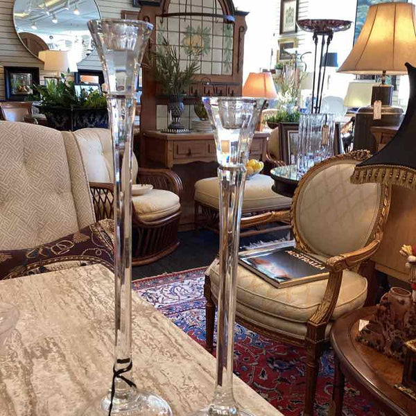 Pair of Tall Crystal Candle Holders