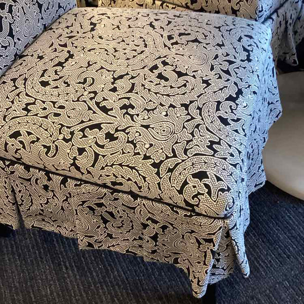Pair Of Black And White Damask Chairs