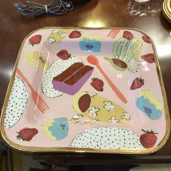 Whimsical Gold Rimmed Platter