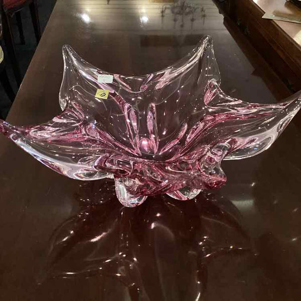 Glass Pink Flower Bowl - Bohemian Hand Made