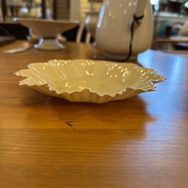 Belleek Dish With Leaf Edge