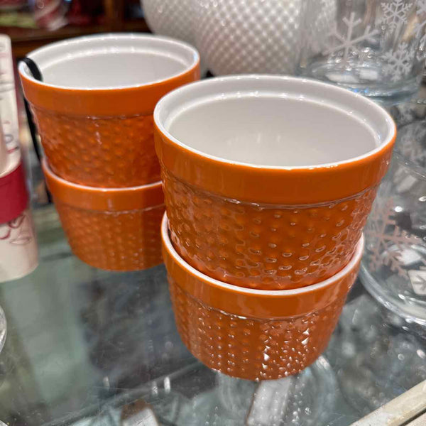 Set of 4 Orange Ceramic Ramekins