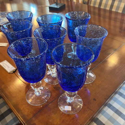 Set of 8 Blue Goblets