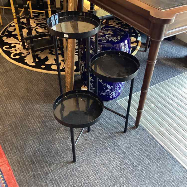 Three Tier Black Metal Plant Stand