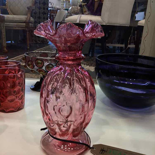 Cranberry Glass Ruffled Vase