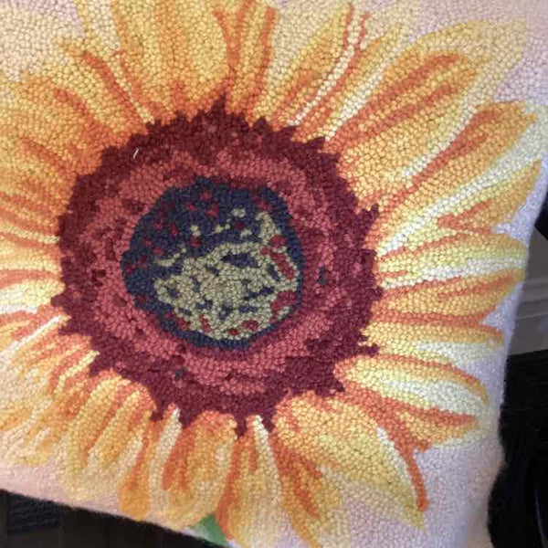 Sunflower Hook Wool Pillow