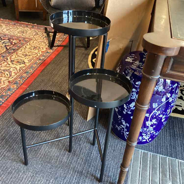 Three Tier Black Metal Plant Stand
