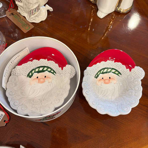 2 Fitz & Floyd Santa Dishes in Box