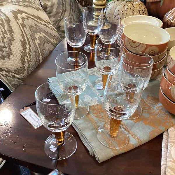 "As Is" Eight Denby Fire Wine Goblets