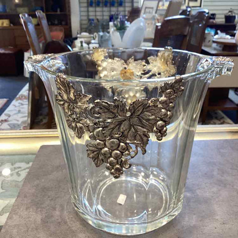 Glass Ice Bucket with Grape Decor