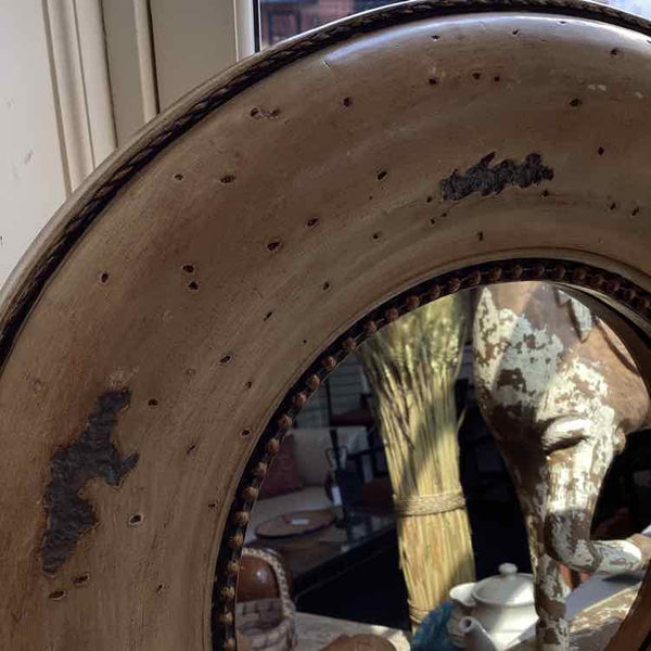 Heavy Round Wood Mirror