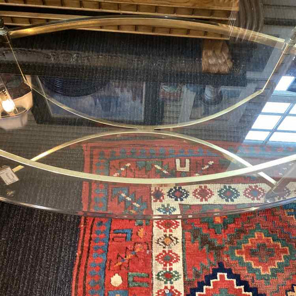 Oval Glass Top Brass Base Table