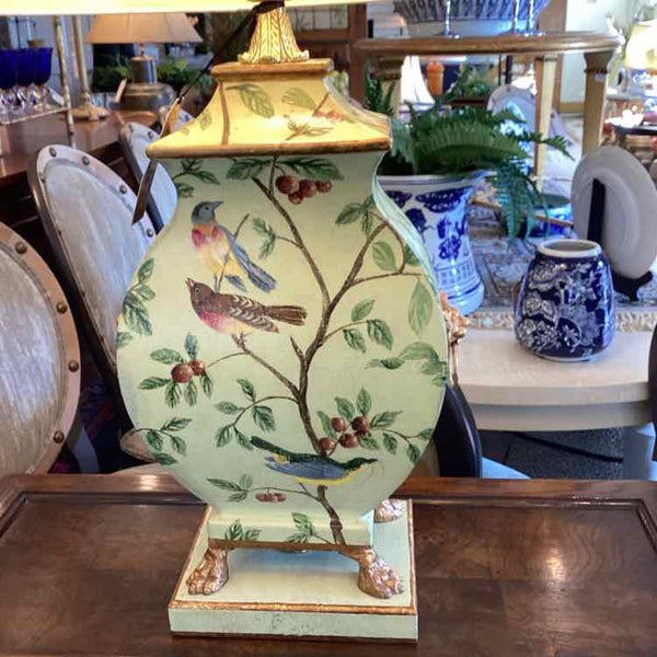 Wood Painted Bird Lamp