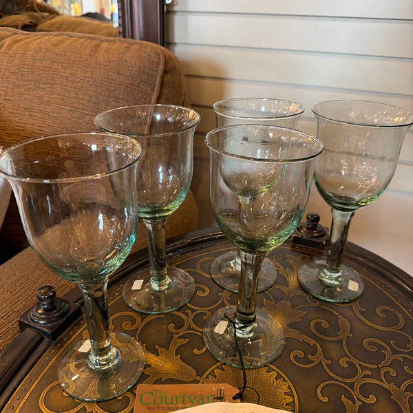 5 Tall Green Goblets