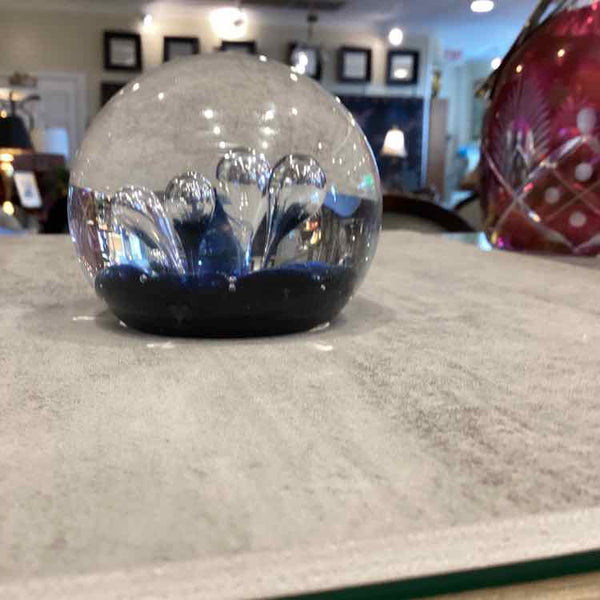 Glass Moon Flower Paperweight