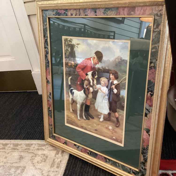 Equestrian Scene w/Children and Beagles