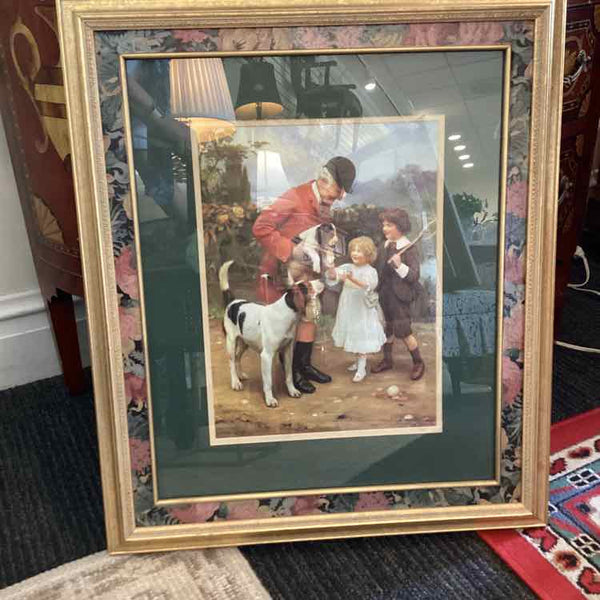 Equestrian Scene w/Children and Beagles