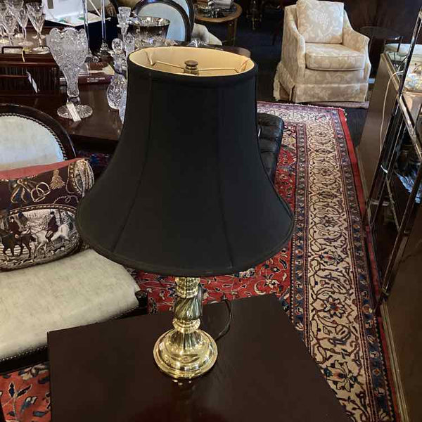 Brass Candlestick Lamp with Black  Shade