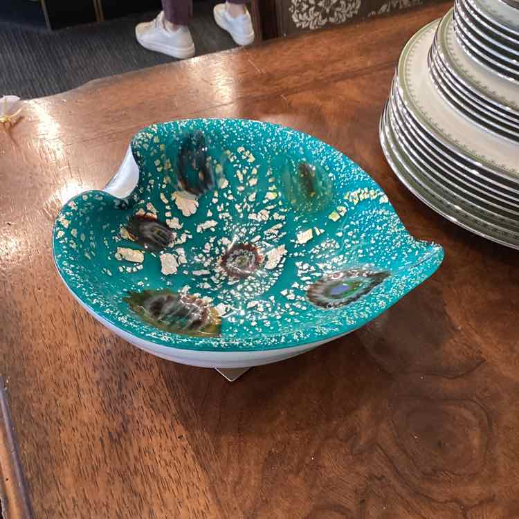 Murano Art Turquoise Glass Bowl